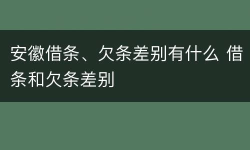 安徽借条、欠条差别有什么 借条和欠条差别