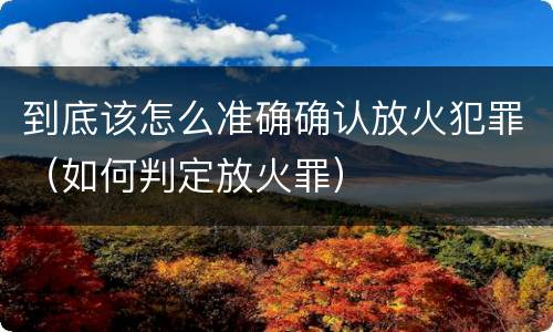 到底该怎么准确确认放火犯罪（如何判定放火罪）