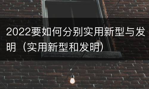 2022要如何分别实用新型与发明（实用新型和发明）