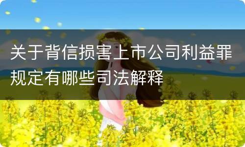 关于背信损害上市公司利益罪规定有哪些司法解释