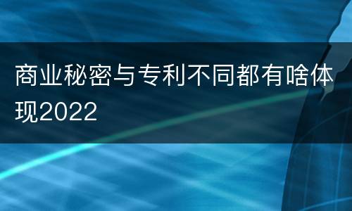 商业秘密与专利不同都有啥体现2022