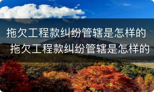 拖欠工程款纠纷管辖是怎样的 拖欠工程款纠纷管辖是怎样的规定