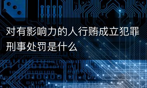 对有影响力的人行贿成立犯罪刑事处罚是什么
