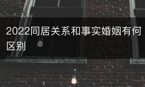 2022同居关系和事实婚姻有何区别