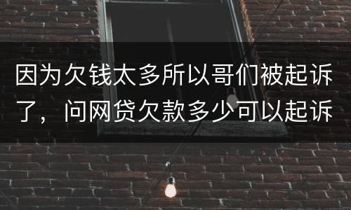 因为欠钱太多所以哥们被起诉了，问网贷欠款多少可以起诉