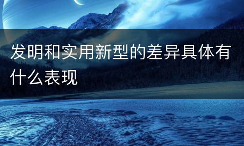 发明和实用新型的差异具体有什么表现