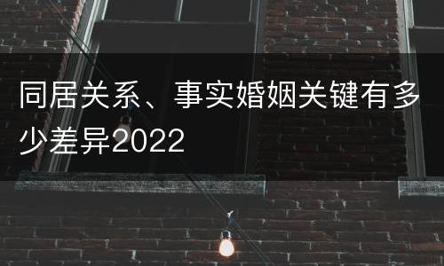 同居关系、事实婚姻关键有多少差异2022