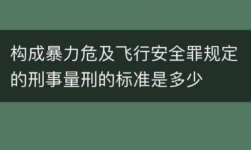 构成暴力危及飞行安全罪规定的刑事量刑的标准是多少
