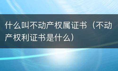 什么叫不动产权属证书（不动产权利证书是什么）