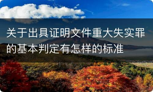 关于出具证明文件重大失实罪的基本判定有怎样的标准