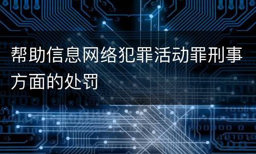帮助信息网络犯罪活动罪刑事方面的处罚