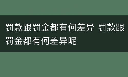 罚款跟罚金都有何差异 罚款跟罚金都有何差异呢
