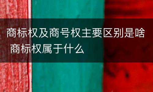 商标权及商号权主要区别是啥 商标权属于什么