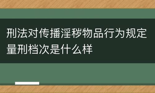 刑法对传播淫秽物品行为规定量刑档次是什么样