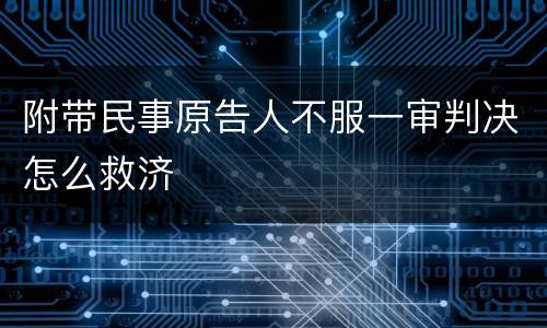 附带民事原告人不服一审判决怎么救济