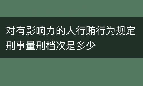 对有影响力的人行贿行为规定刑事量刑档次是多少