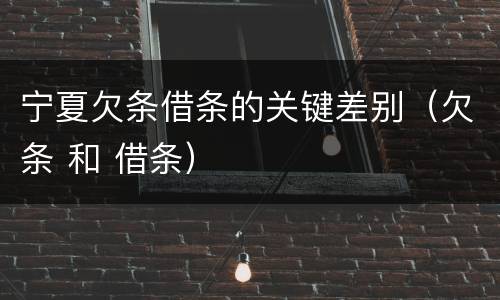宁夏欠条借条的关键差别（欠条 和 借条）