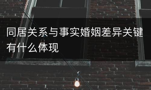 同居关系与事实婚姻差异关键有什么体现