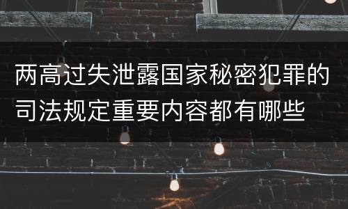两高过失泄露国家秘密犯罪的司法规定重要内容都有哪些