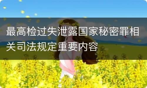 最高检过失泄露国家秘密罪相关司法规定重要内容