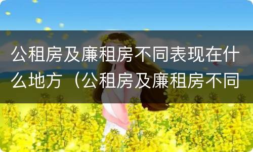 公租房及廉租房不同表现在什么地方（公租房及廉租房不同表现在什么地方呢）