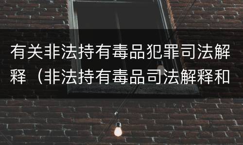 有关非法持有毒品犯罪司法解释（非法持有毒品司法解释和贩毒的量刑）