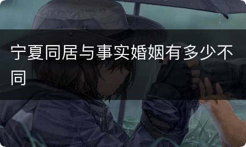 宁夏同居与事实婚姻有多少不同