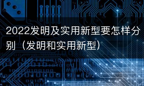 2022发明及实用新型要怎样分别（发明和实用新型）