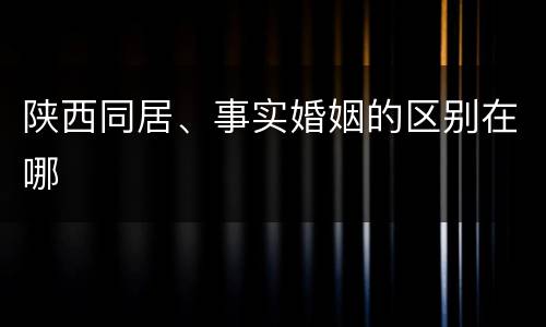 陕西同居、事实婚姻的区别在哪