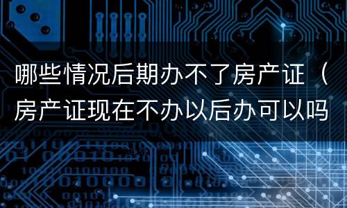哪些情况后期办不了房产证（房产证现在不办以后办可以吗）