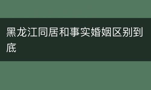 黑龙江同居和事实婚姻区别到底