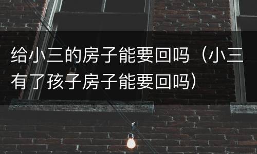 给小三的房子能要回吗（小三有了孩子房子能要回吗）