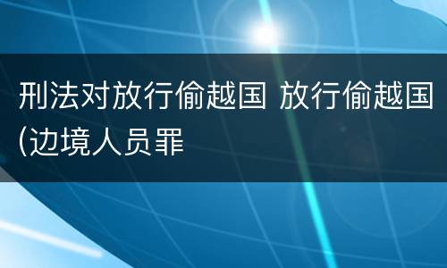 刑法对放行偷越国 放行偷越国(边境人员罪
