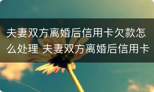 夫妻双方离婚后信用卡欠款怎么处理 夫妻双方离婚后信用卡欠款怎么处理呢