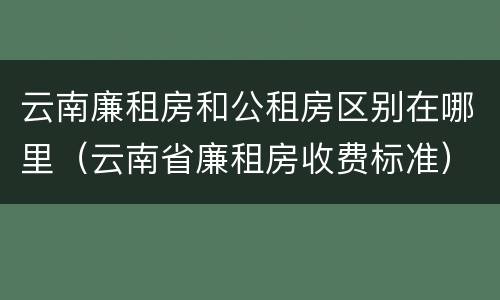 云南廉租房和公租房区别在哪里（云南省廉租房收费标准）