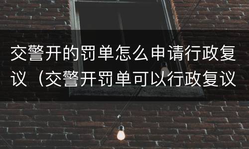 交警开的罚单怎么申请行政复议（交警开罚单可以行政复议吗）
