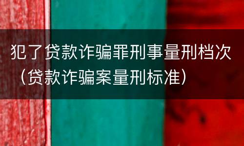 犯了贷款诈骗罪刑事量刑档次（贷款诈骗案量刑标准）