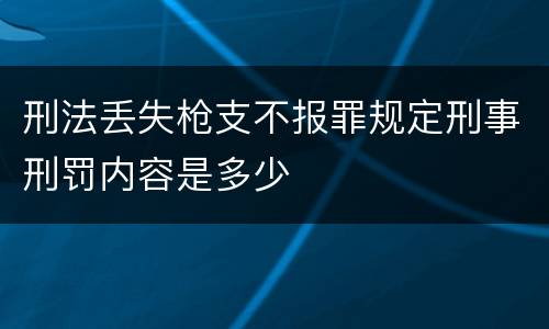 刑法丢失枪支不报罪规定刑事刑罚内容是多少