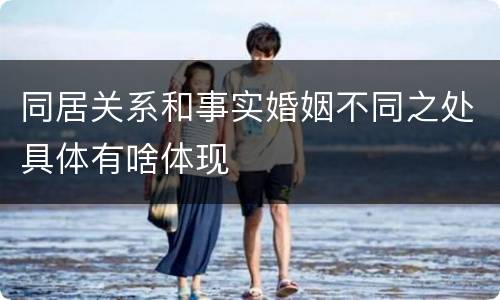 同居关系和事实婚姻不同之处具体有啥体现