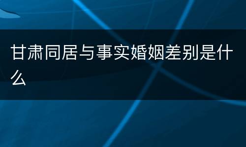 甘肃同居与事实婚姻差别是什么