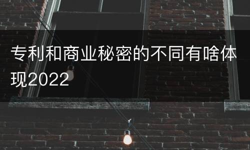 专利和商业秘密的不同有啥体现2022
