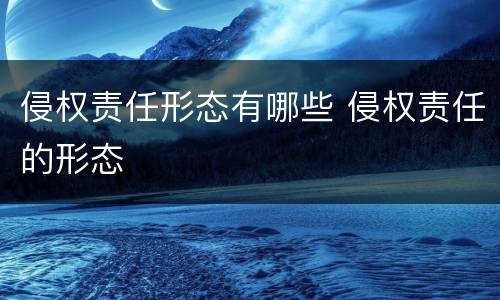 侵权责任形态有哪些 侵权责任的形态
