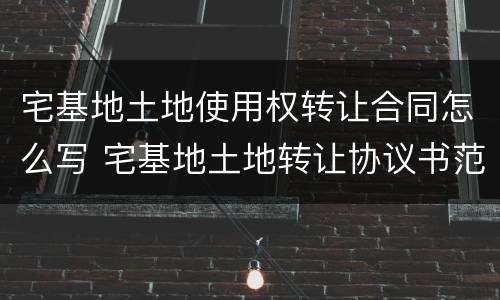 宅基地土地使用权转让合同怎么写 宅基地土地转让协议书范本