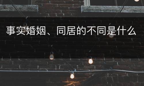 事实婚姻、同居的不同是什么