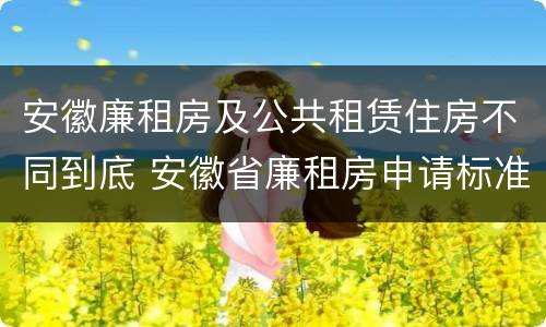 安徽廉租房及公共租赁住房不同到底 安徽省廉租房申请标准