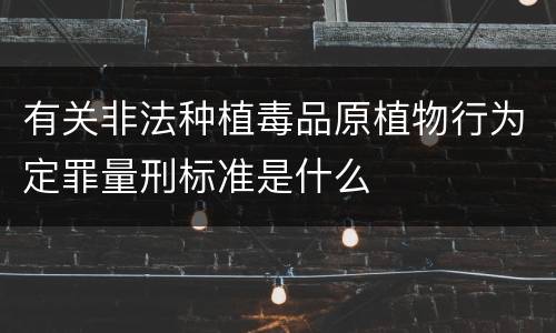 有关非法种植毒品原植物行为定罪量刑标准是什么