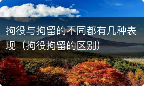 拘役与拘留的不同都有几种表现（拘役拘留的区别）