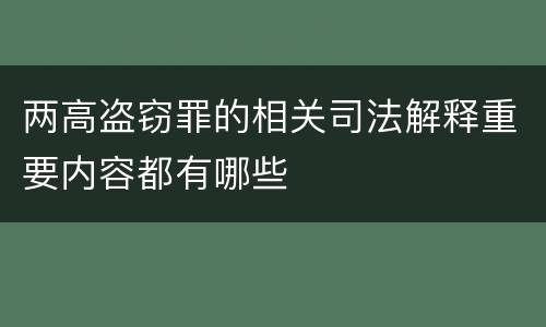 两高盗窃罪的相关司法解释重要内容都有哪些