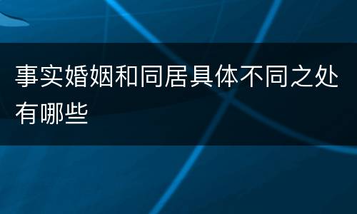 事实婚姻和同居具体不同之处有哪些