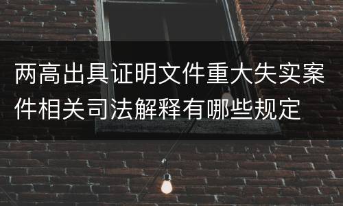 两高出具证明文件重大失实案件相关司法解释有哪些规定